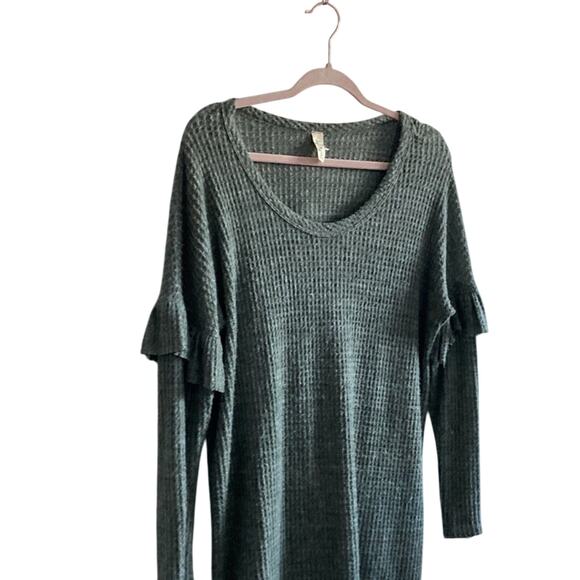 Lazy Sunday Green Relaxed Casual Oversized Puffer Thermal Cotton Tunic - Picture 2 of 7